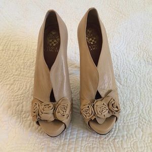 Beige Vince Camuto Flower Heels